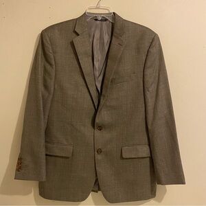 Ralph Lauren Ralph Dillards Blazer Coat 44L Brown Suit Jacket Wool Silk Linen